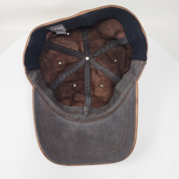 Wilsons Leather Mens Distressed Brown Leather Baseball Cap Cognac Fitted 23" - Picture 6 of 8